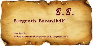 Burgreth Bereniké névjegykártya
